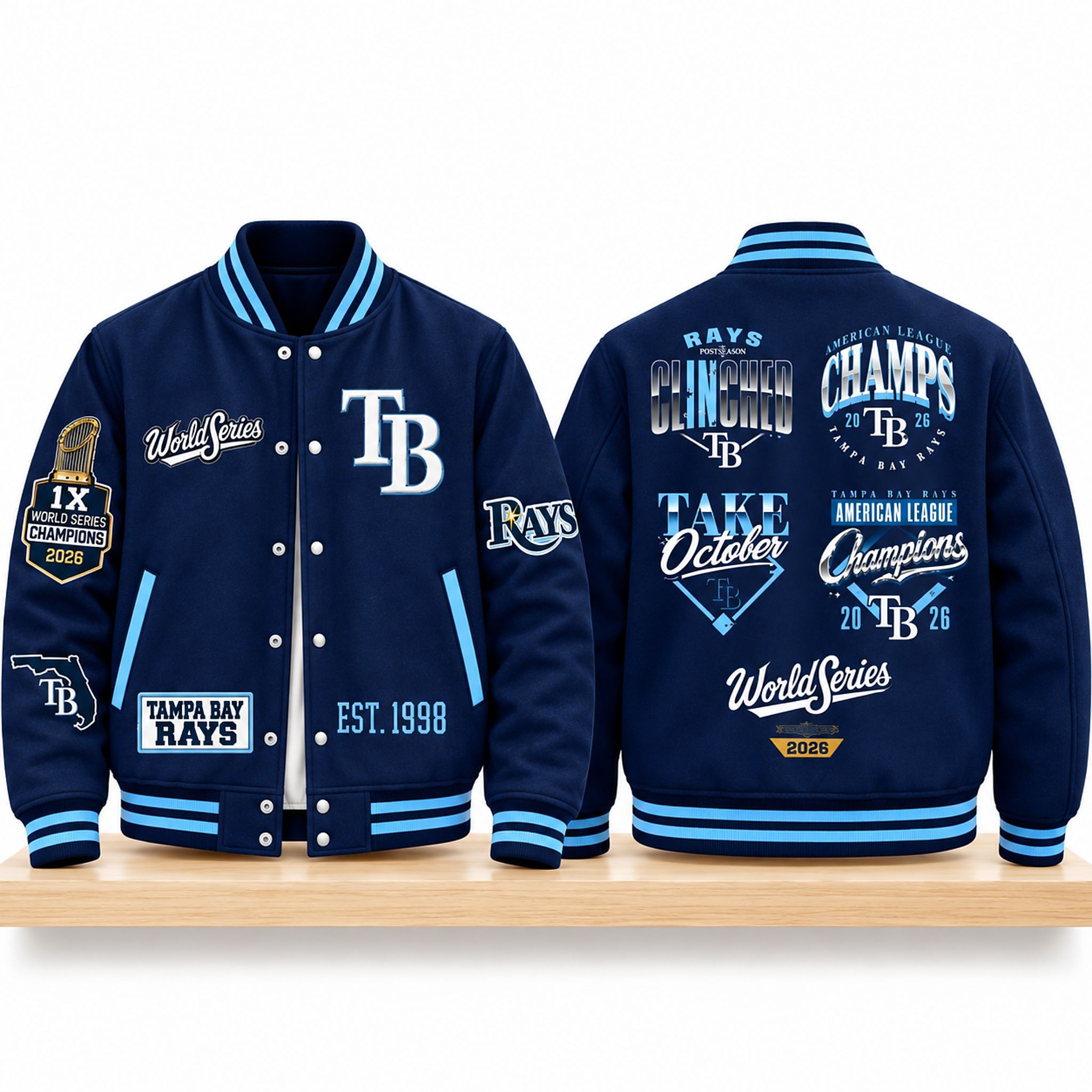 Tampa Bay Rays Merch 1x World Series Champions Est 1998 Jacket Tampa Bay Rays Clothing