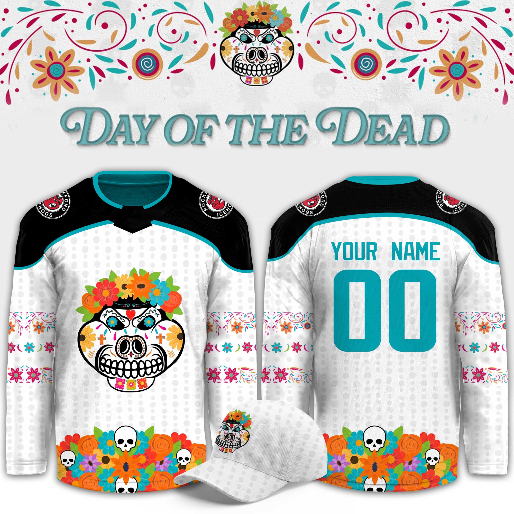 Personalized Rockford IceHogs Merch 2026 Day Of The Dead Jersey Best Fan Gifts