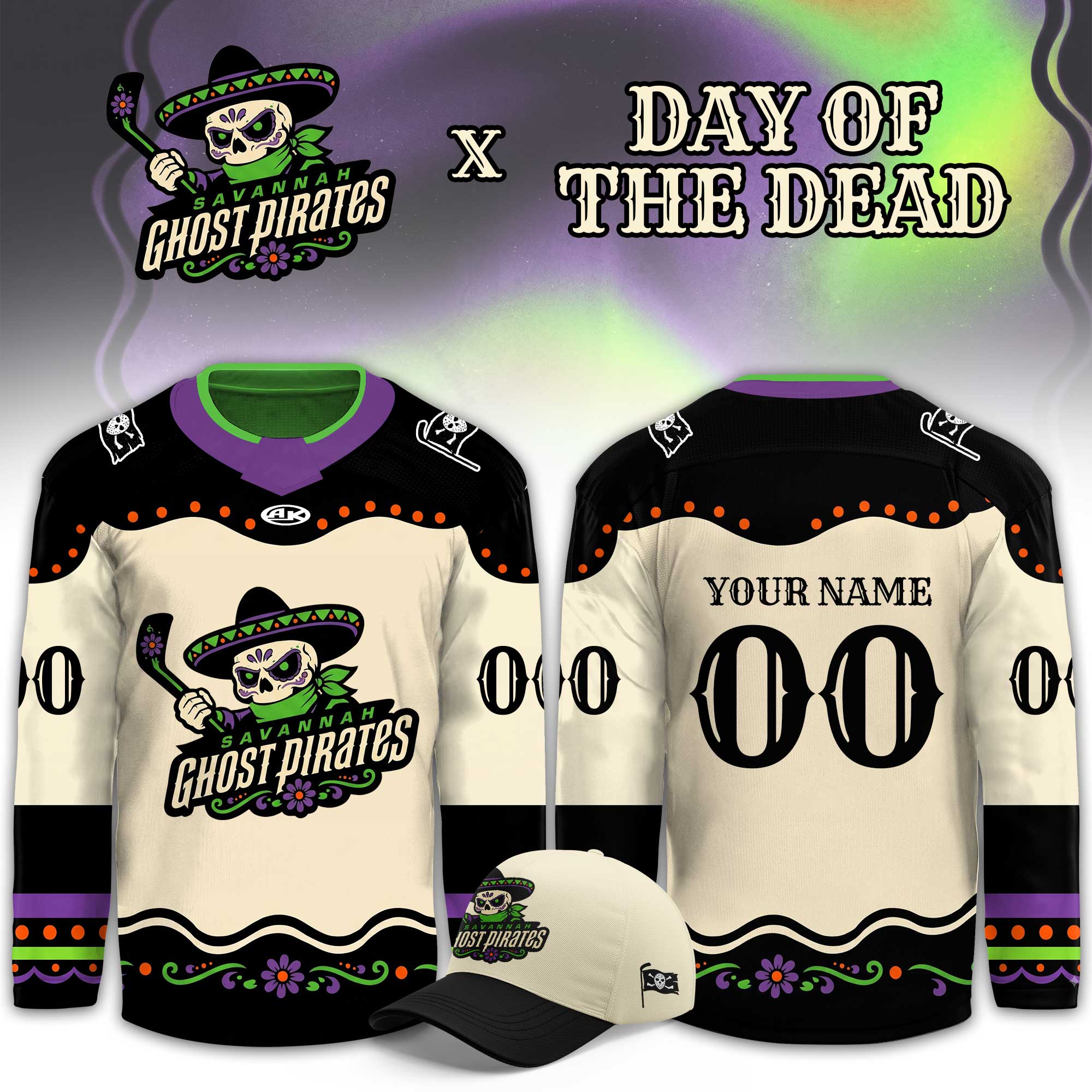 Personalized Savannah Ghost Pirates Merch 2026 Dia De Los Muertos Jersey Savannah Ghost Pirates Gear
