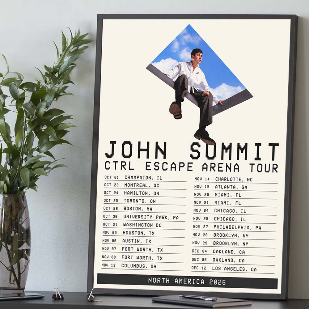 John Summit CTRL Escape Arena North America Tour 2026 Tour Dates Poster John Summit Merch Gifts For Fans