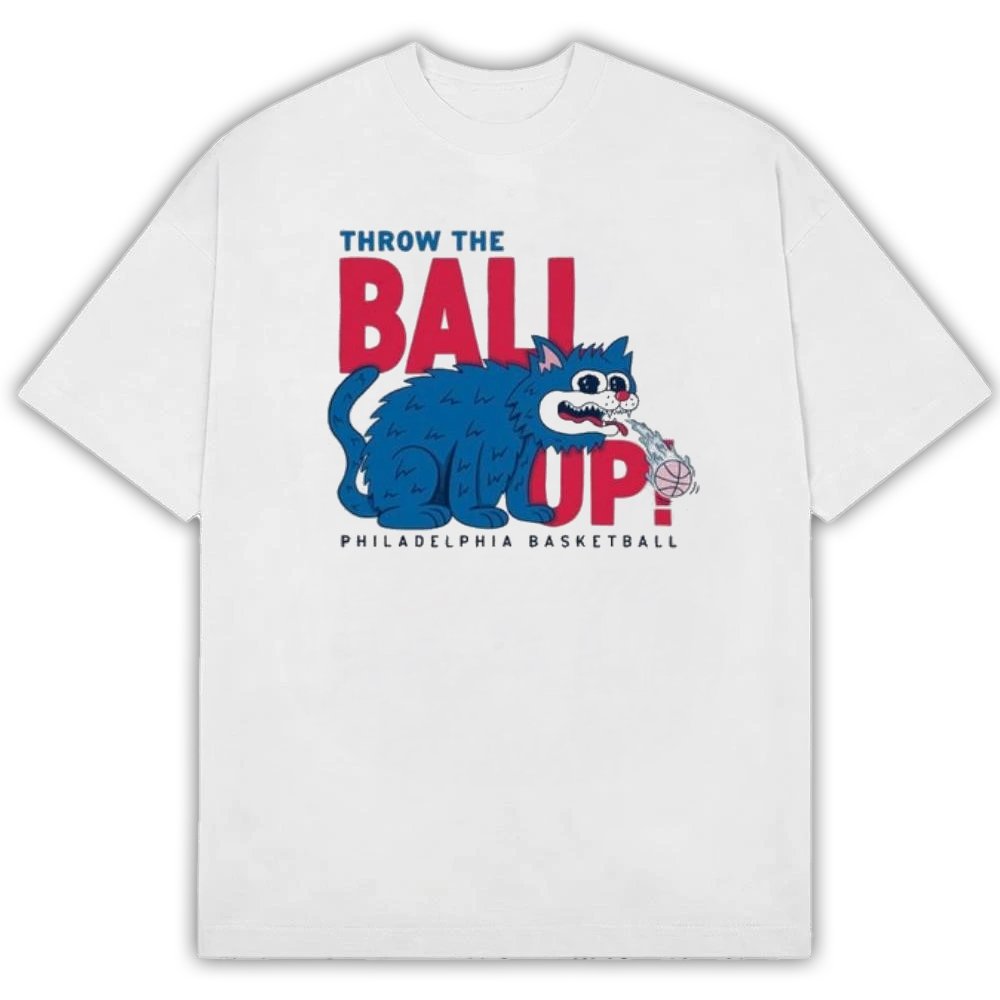 Throw The Ball Up Philadelphia Basketball Vomiting Cat T-Shirt Philadelphia 76ers Fan Apparel