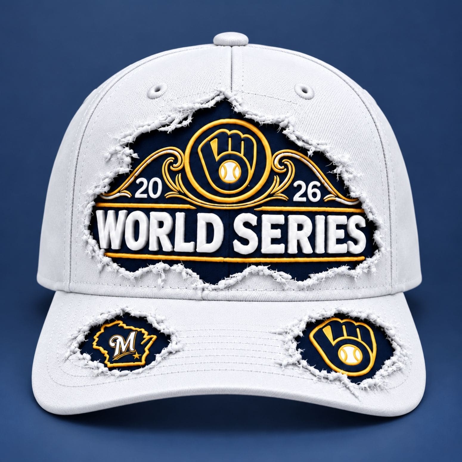 Milwaukee Brewers 2026 World Series Ripped Hat Milwaukee Brewers Baseball Cap