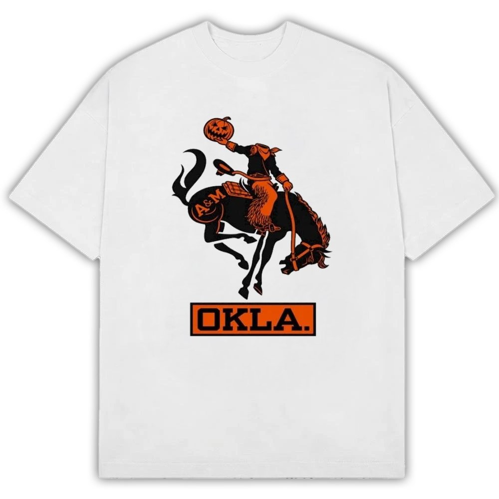 Halloween OKLA A M Oklahoma State logo 2026 T-Shirt Headless Horseman Graphic Tee Gift Ideas