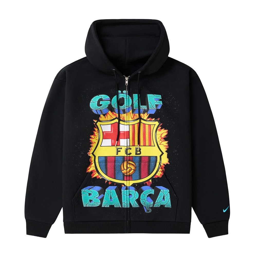 FC Barcelona x Golf Wang Merch Team Logo Zip Hoodie Presents For Soccer Lovers