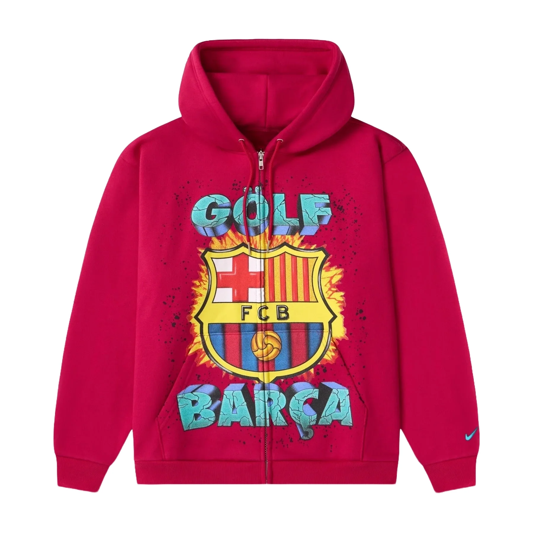 FC Barcelona x Golf Wang Merch Fcb Quake Zip Hoodie Present Ideas For Soccer Fans