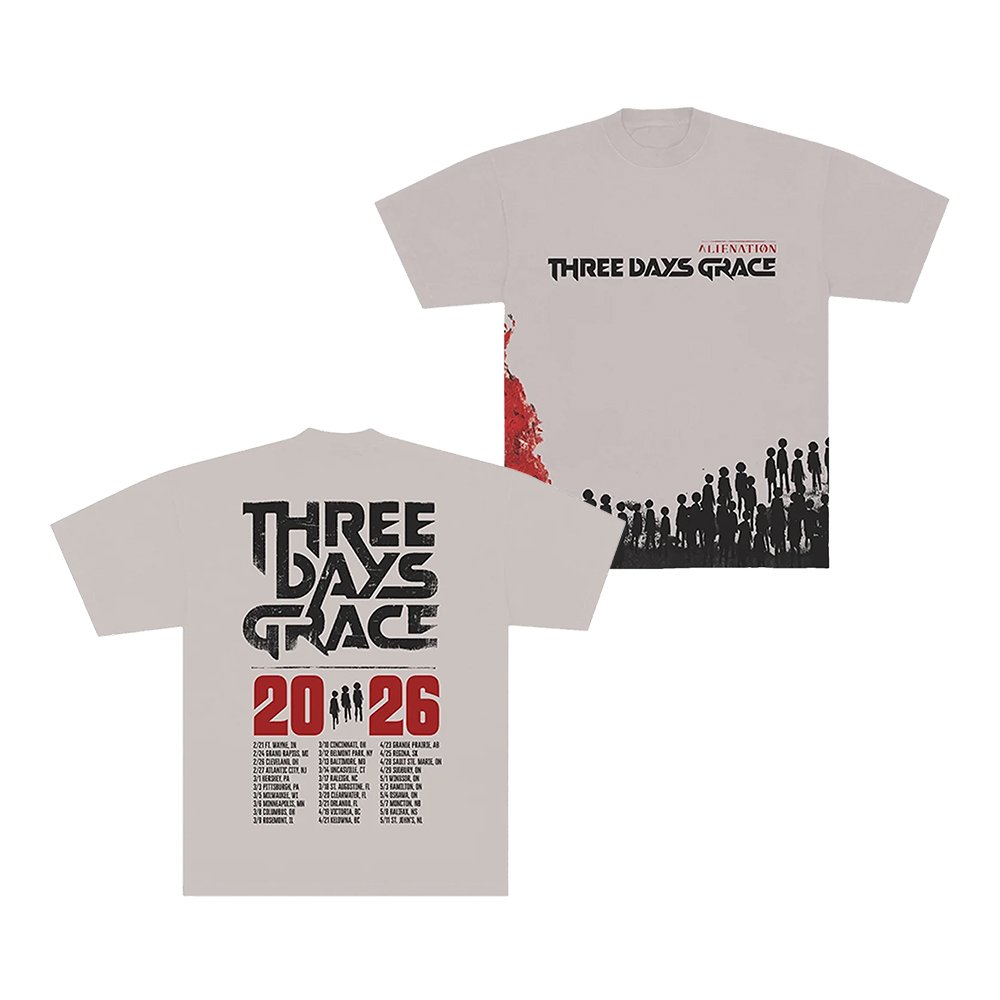 Three Days Grace Merch 2026 Alienation Tour Alienation Tour Gray Shirt Presents For Rock Fans
