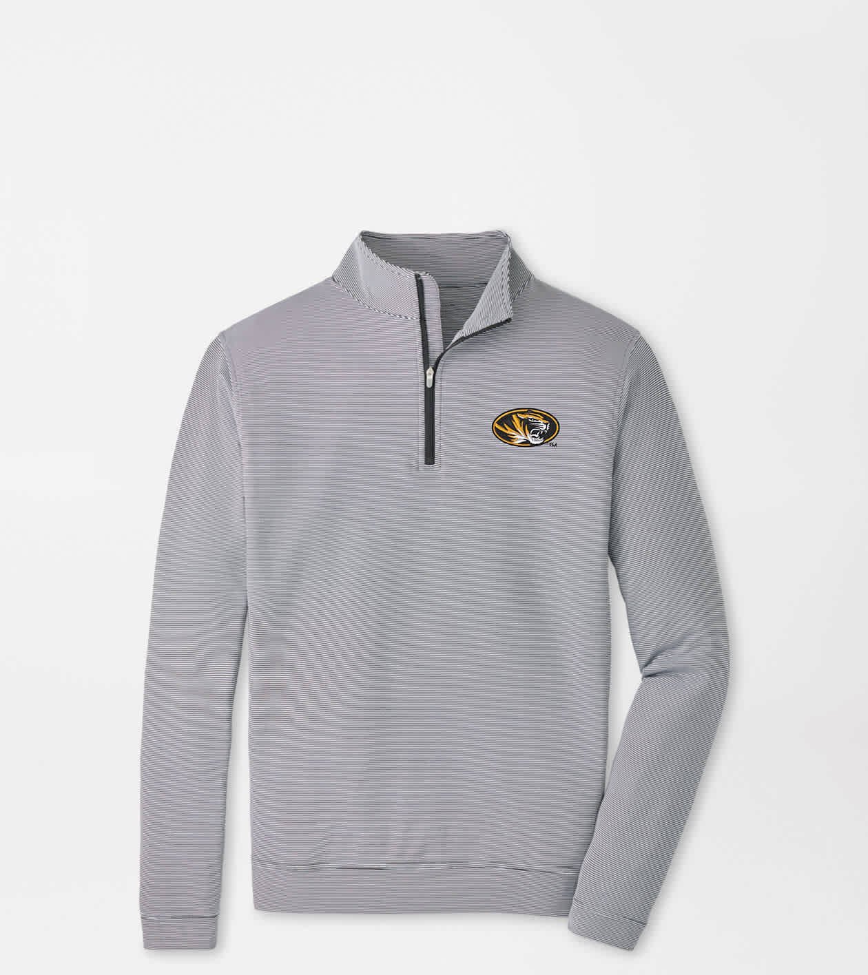 Peter Millar x Missouri Tiger Merch Perth Sugar Stripe Performance Half Zip Sweatshirt Missouri Gear