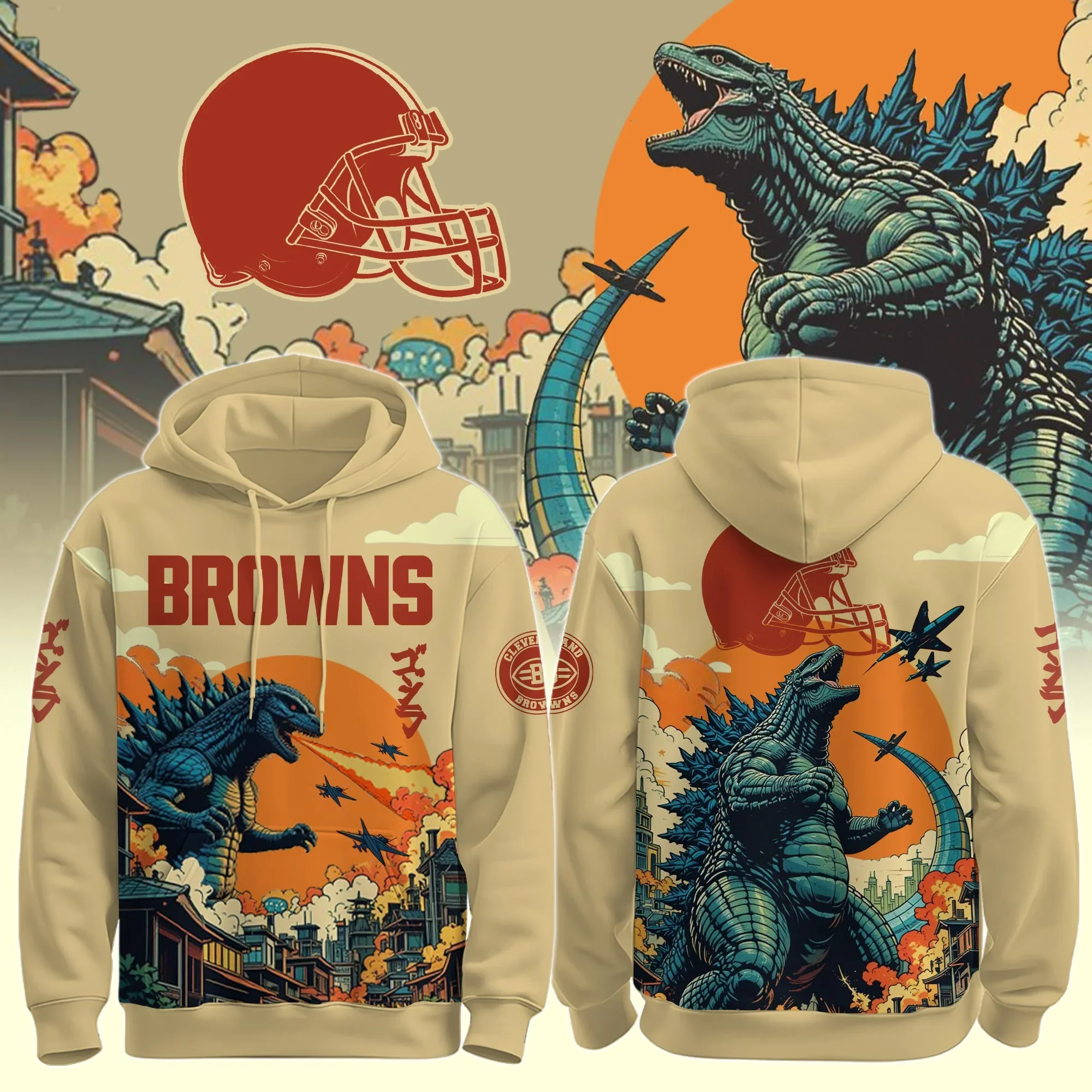 Cleveland Browns Merch Godzilla Game Night Hoodie Cleveland Browns Apparel