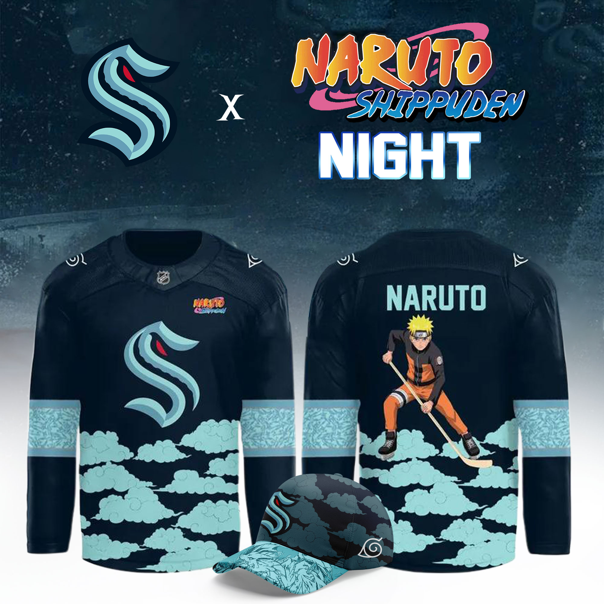 Seattle Kraken X Naruto Night 2026 Hockey Jersey Seattle Kraken Clothing Hockey Fans Gifts