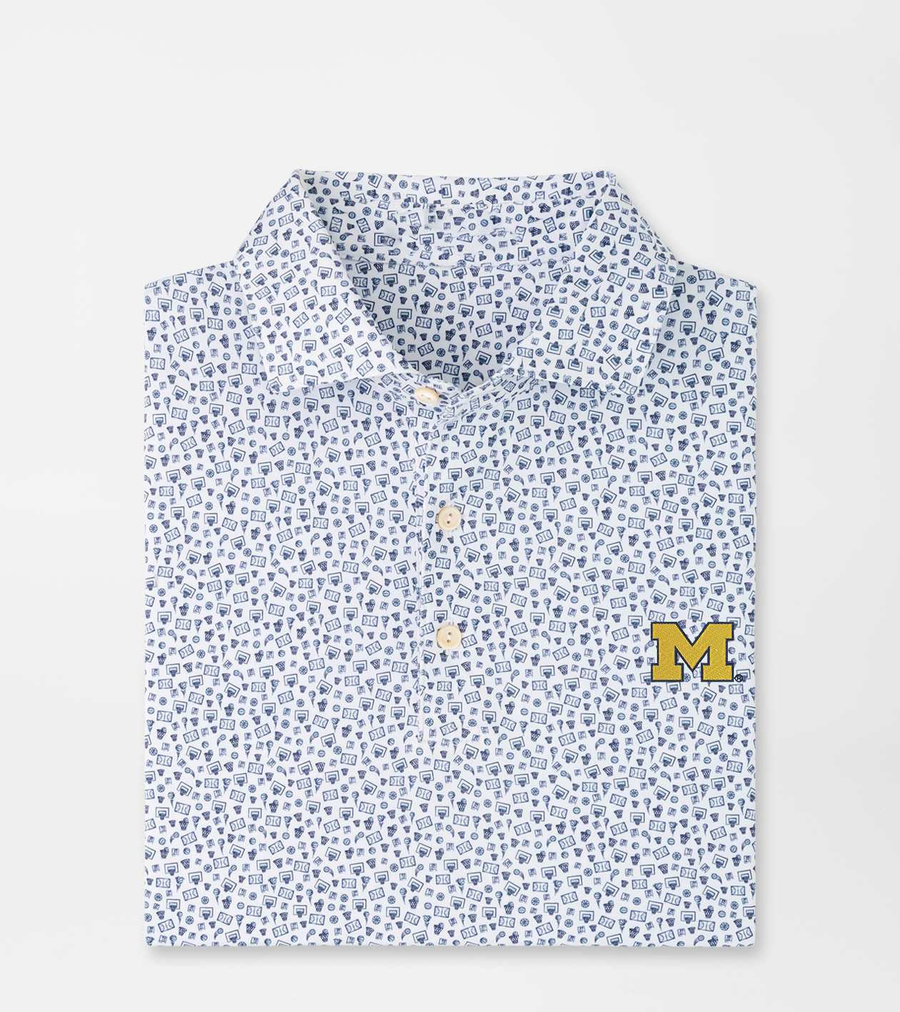Peter Millar x Michigan Wolverines Merch Michigan Buzzer Beater Polo Shirt NCAA Sports Apparel