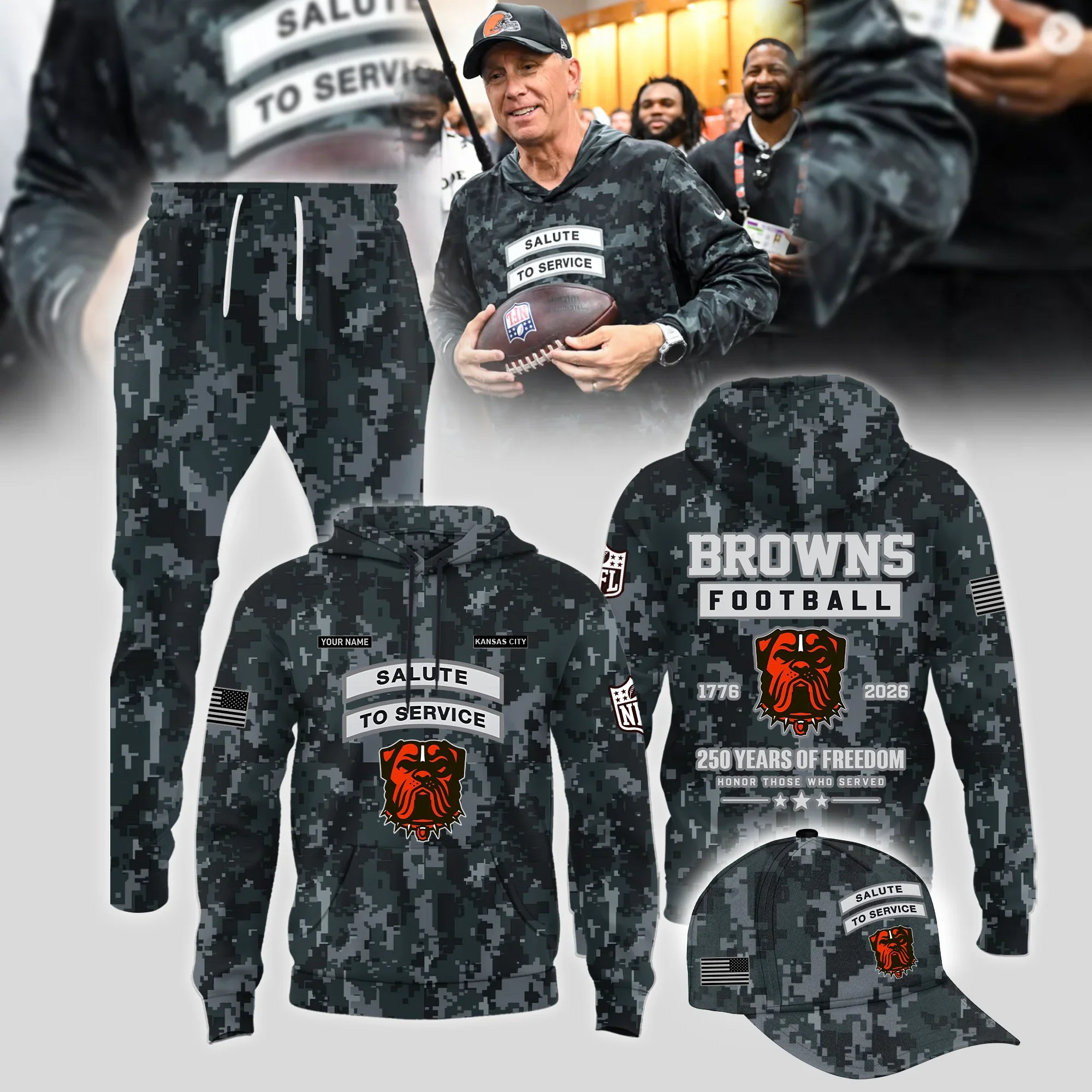 Cleveland Browns Salute To Service Camo Football Hoodie Cleveland Browns Hooded Sweatshirt
