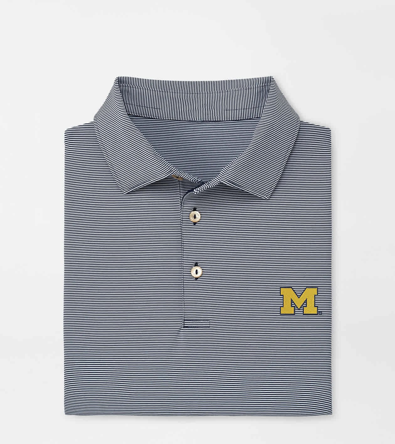 Peter Millar x Michigan Wolverines Merch Jubilee Stripe Polo Shirt Michigan Game Day Attire