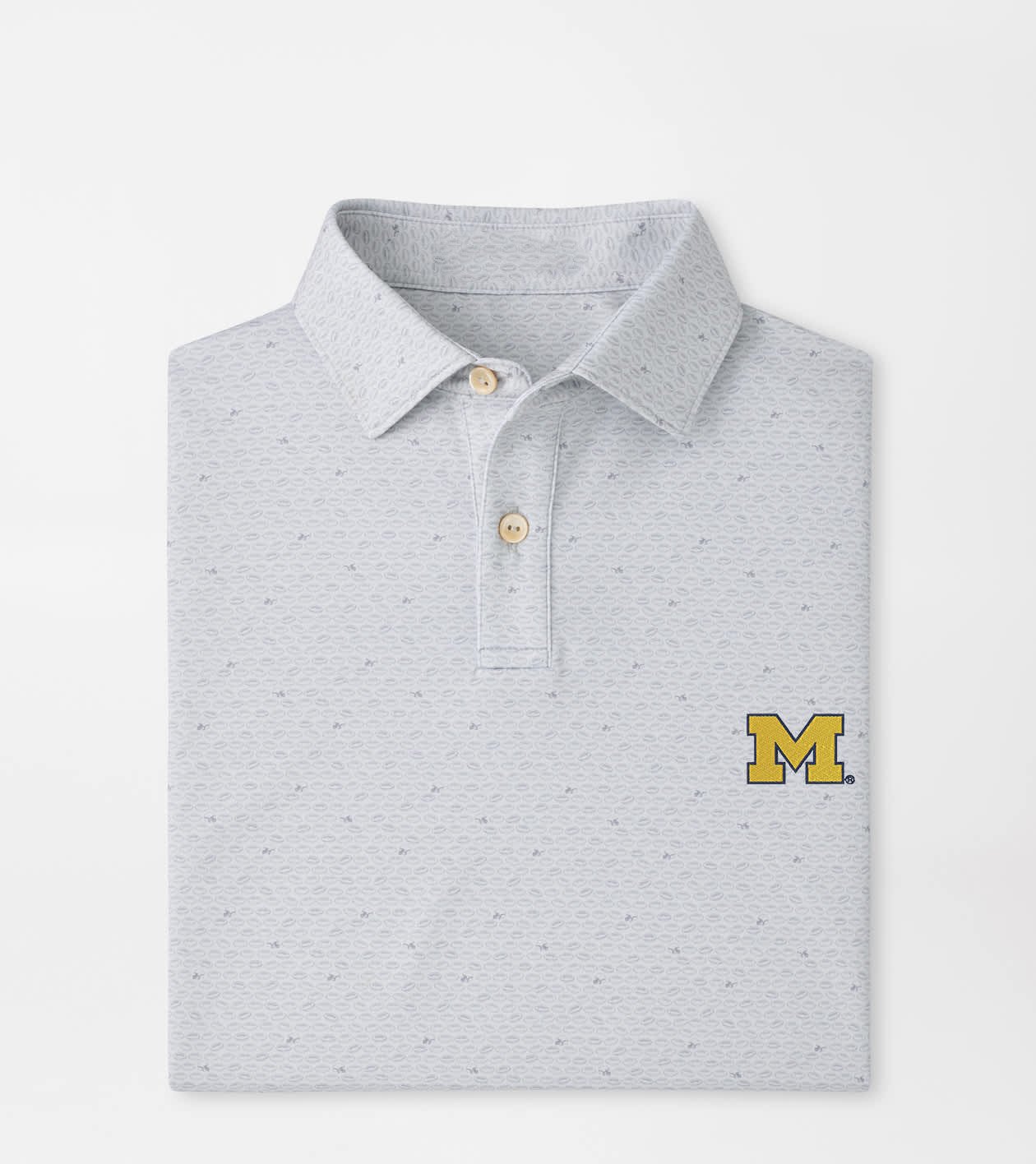 Peter Millar x Michigan Wolverines Merch Michigan On The Ball Polo Shirt NCAA Game Day Apparel