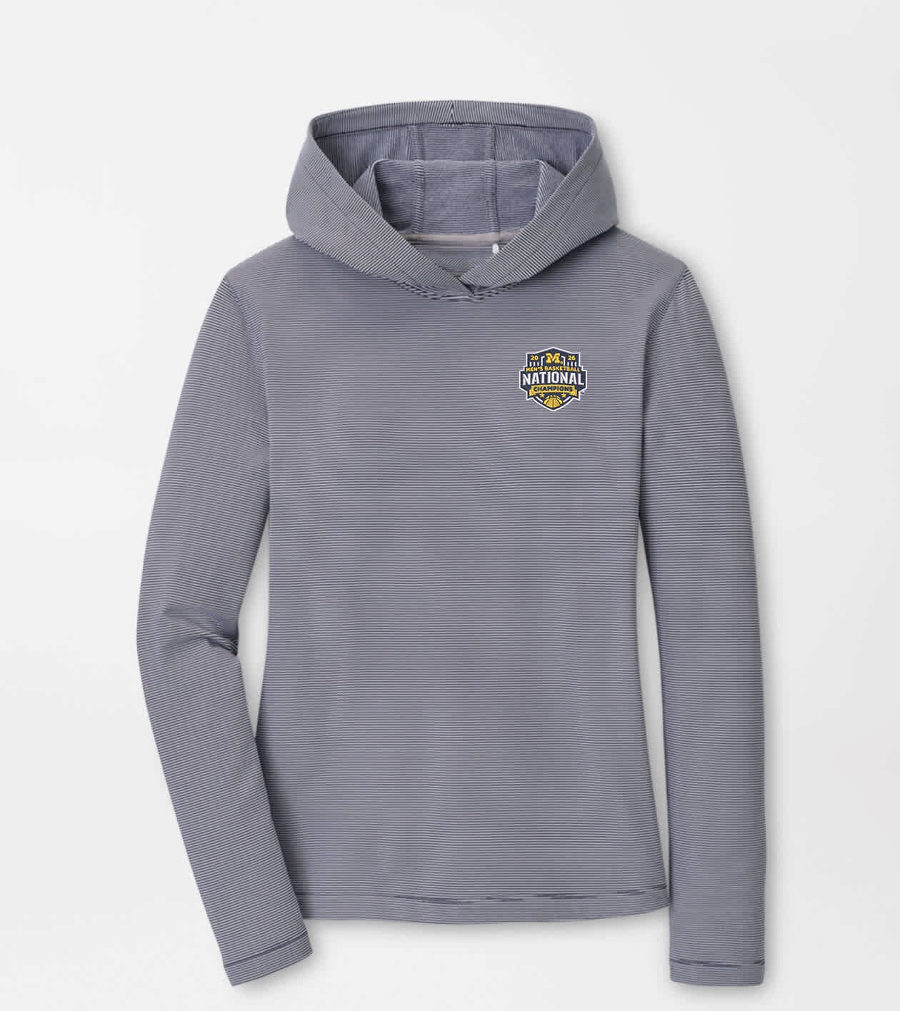 Peter Millar x Michigan Wolverines Merch Michigan National Champion Pine Sugar Stripe Hoodie Wolverines Clothing