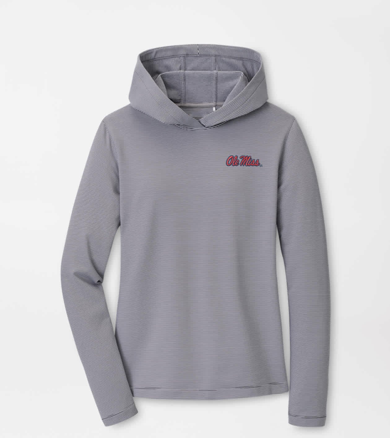 Peter Millar X Ole Miss Rebels Merch Ole Miss Pine Sugar Stripe Hoodie NCAA Game Day Outfit