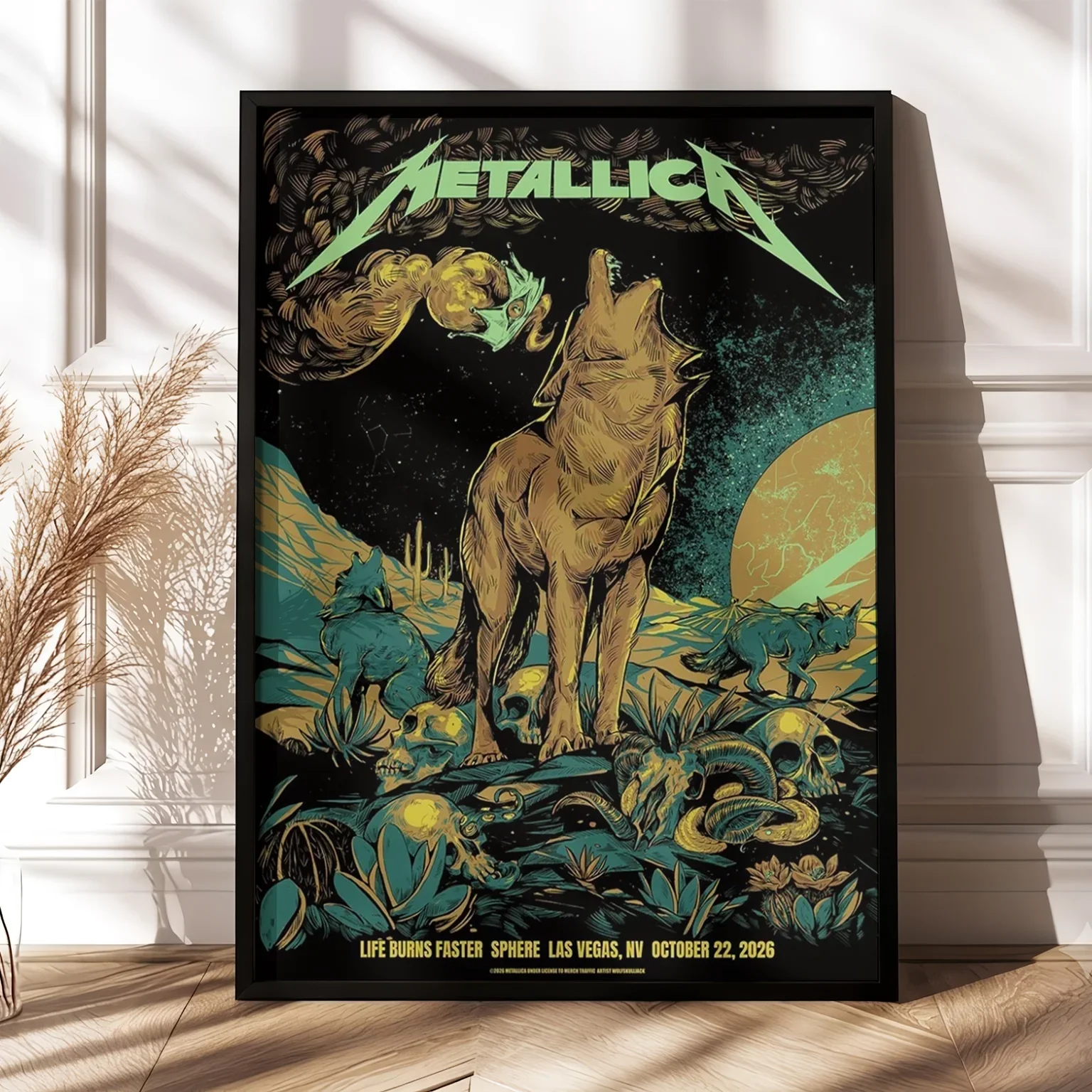 Metallica Merch Life Burns Faster Sphere Las Vegas Concert Poster Best Metallica Concert Poster