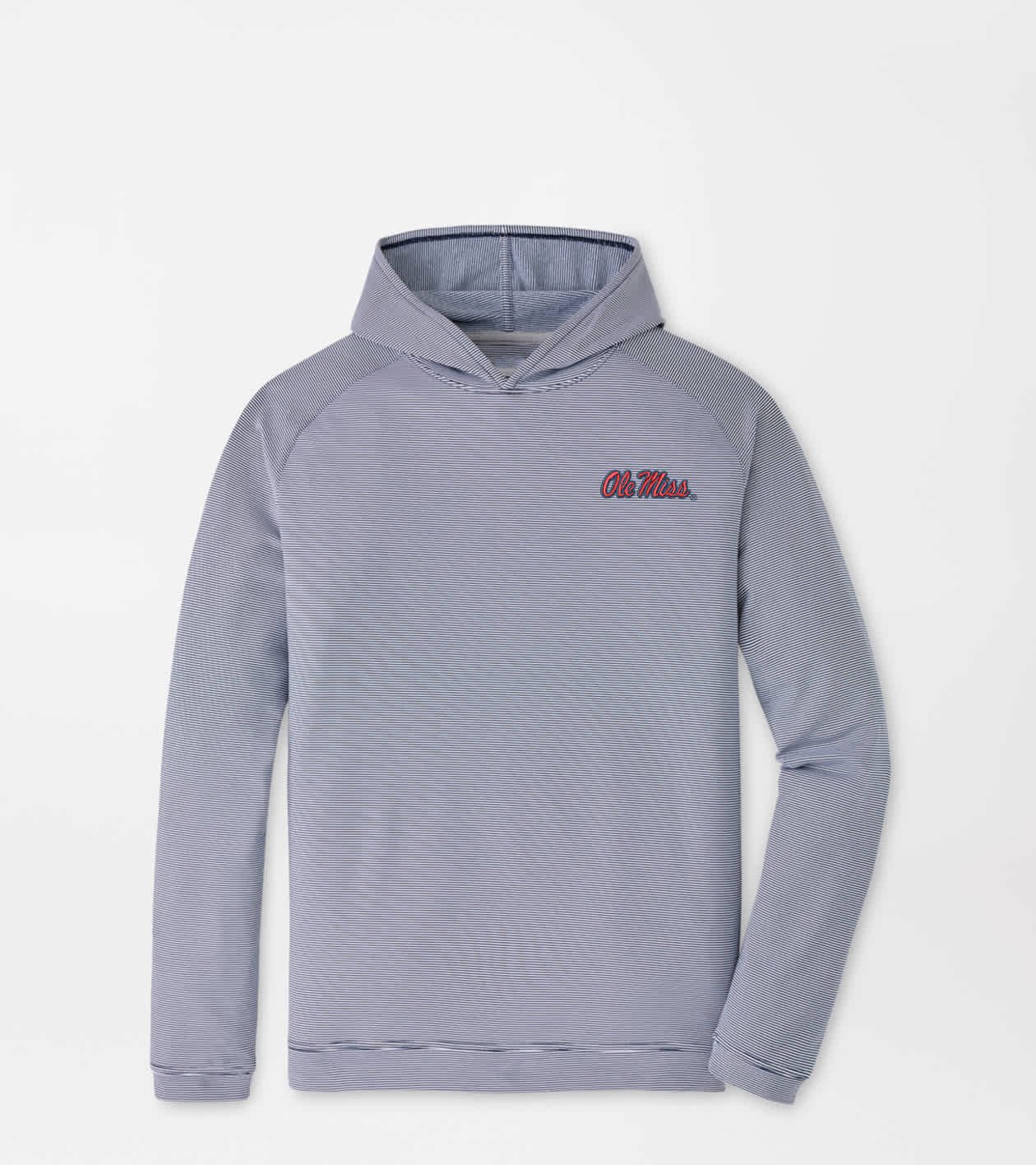 Peter Millar X Ole Miss Rebels Merch Ole Miss Pine Sugar Stripe Hoodie NCAA Football Attire