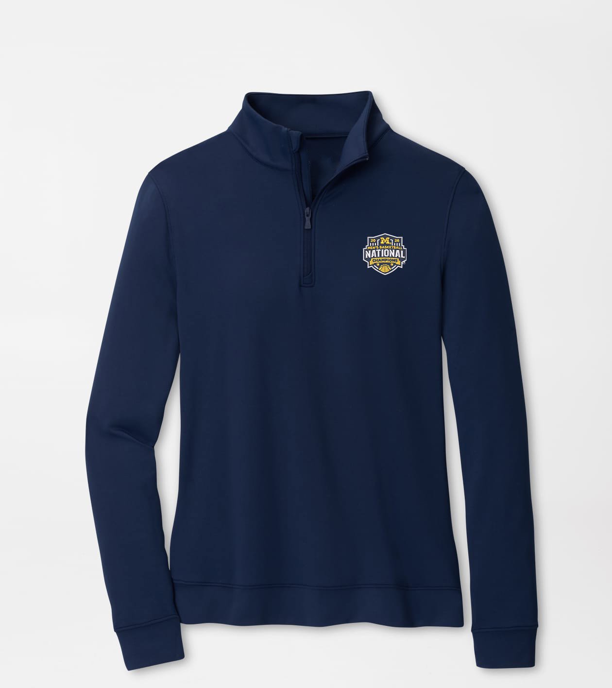Peter Millar x Michigan Wolverines Merch National Champion Essential Perth Zip Sweatshirt