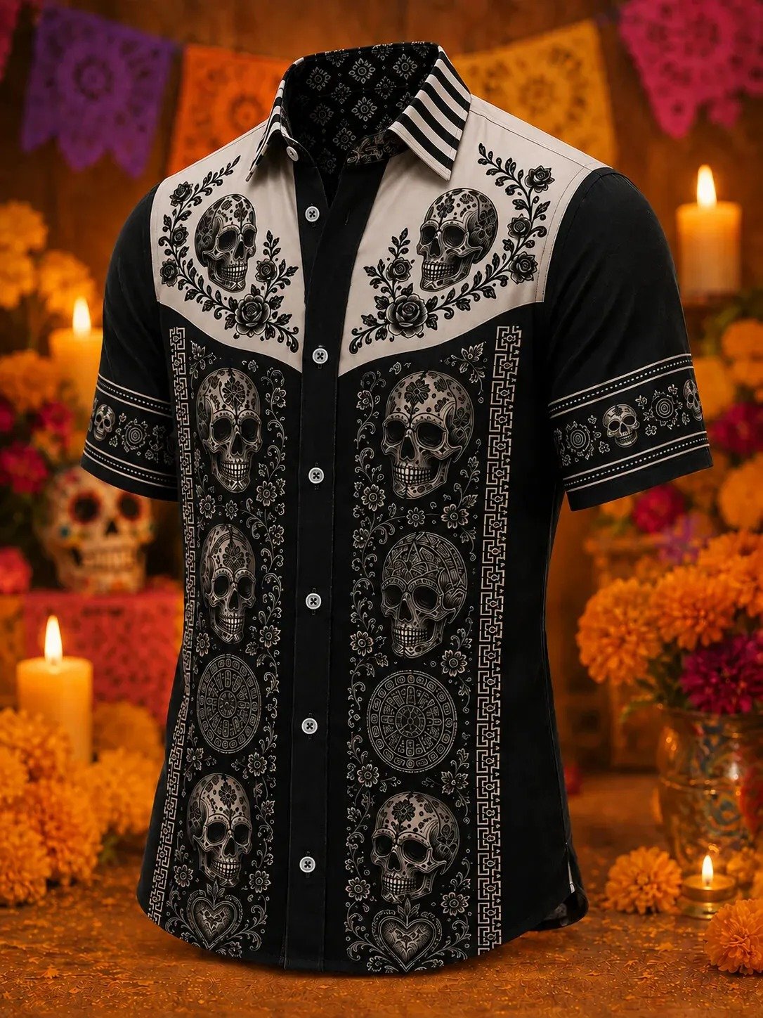 Day Of The Dead Print Hawaiian Shirt Day Of The Dead Skull Gear Mexican Holiday Gift