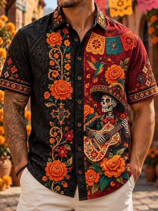 Mexico's Day Of The Dead Print Hawaiian Shirt Latin American Culture Outfits Gifts