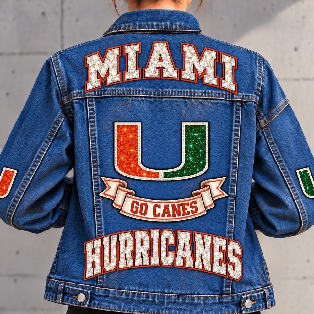 Miami Hurricanes Denim Jacket Hurricanes Football Gameday Clothes Her Gifts