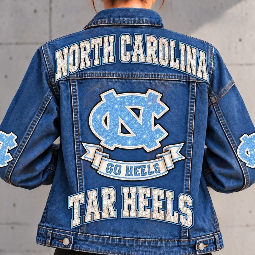 North Carolina Tar Heels Denim Jacket Tar Heels Football Pride Clothes Teammate Gift