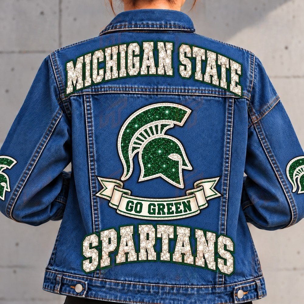 Michigan State Spartans Denim Jacket Spartans Football Gameday Outfits Sport Gifts