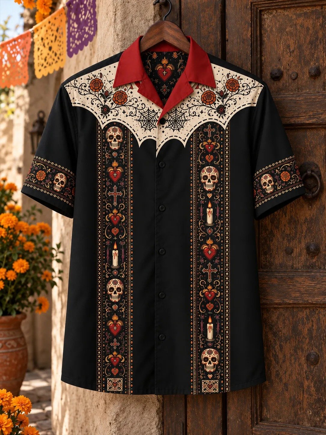 Day Of The Dead Aztec Skull Eagle Totem Hawaiian Shirt Sugar Skull Artwork Clothing