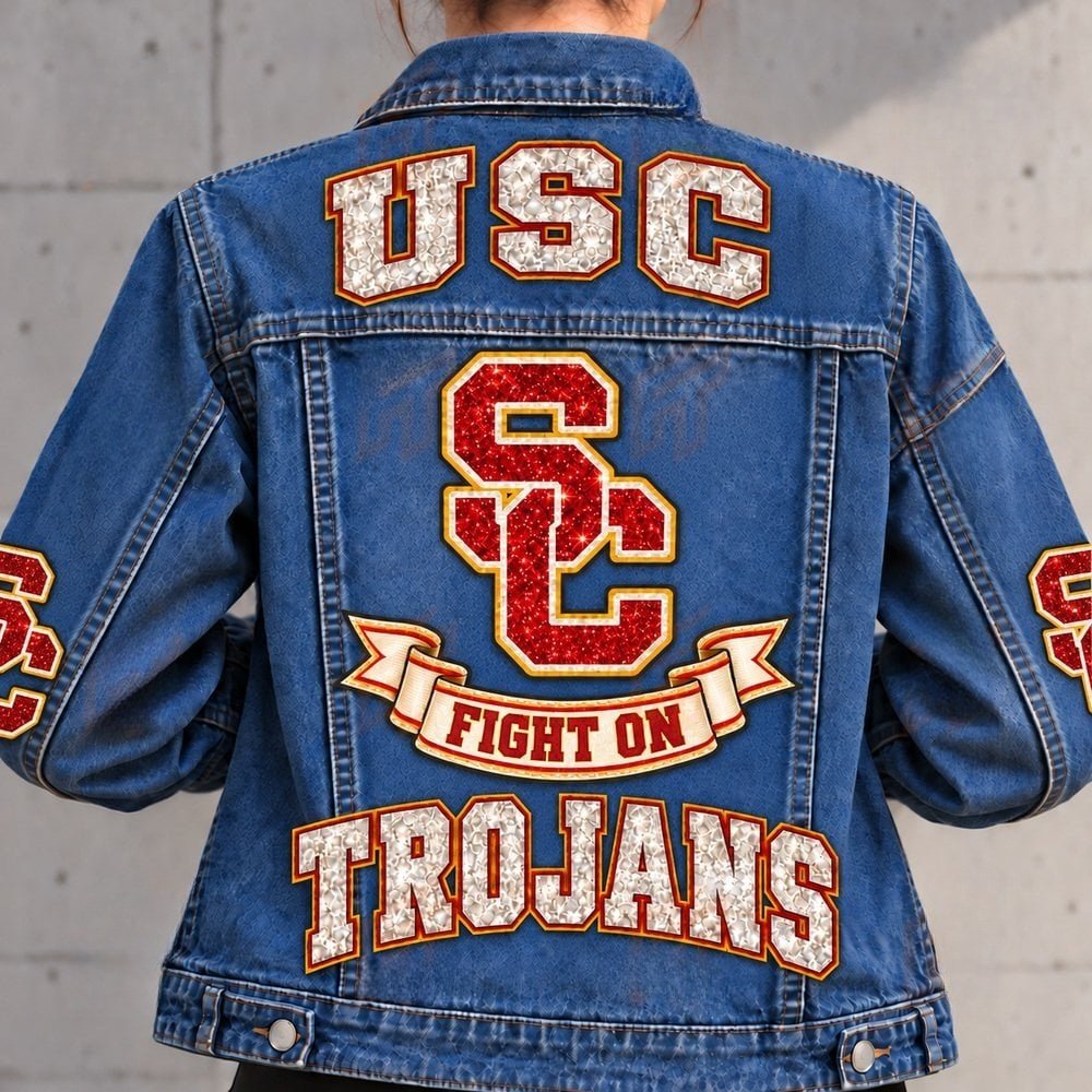 USC Trojans Denim Jacket USC Trojans Football Pride Apparel Gift For Match Day Fan