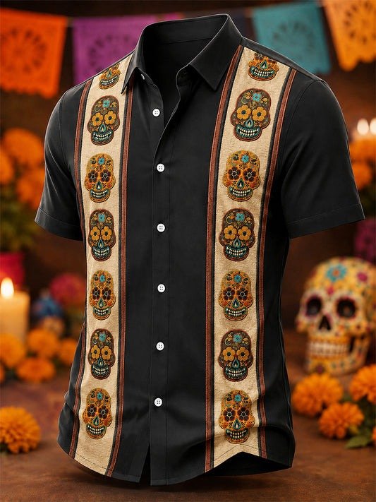 Mexico Day Of The Dead Art Hawaiian Shirt Men's Mexican Heritage Clothing Him Gift