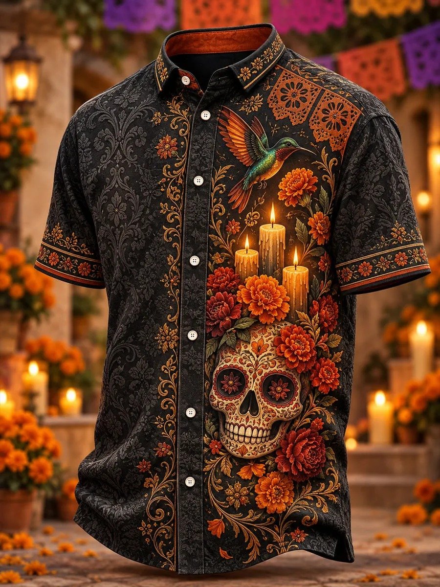 Day Of The Dead Print Hawaiian Shirt Dia De Los Muertos Apparel Husband Gifts