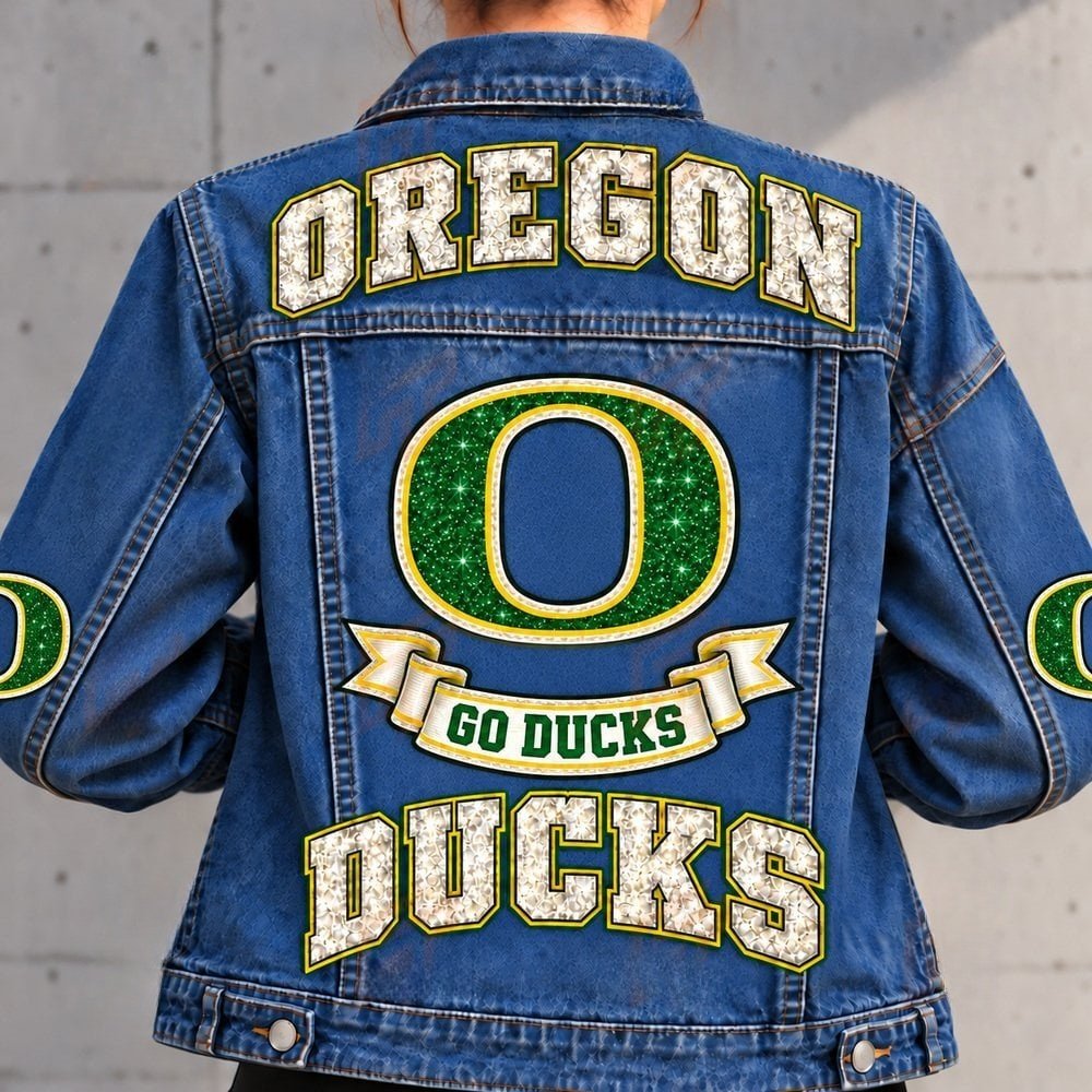 Oregon Ducks Denim Jacket Ducks Football Apparel Best Gift For Sports Fan