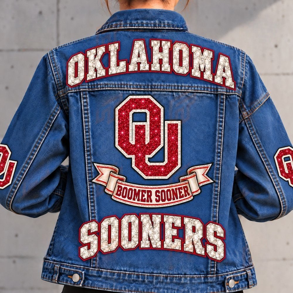 Oklahoma Sooners Denim Jacket Sooners Football Pride Wear Gift For Game Day