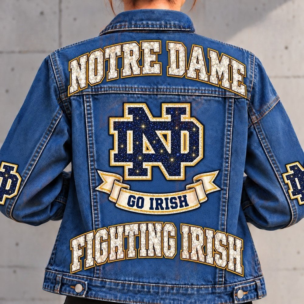 Notre Dame Fighting Irish Denim Jacket Fighting Irish Football Pride Outfits Fan Gift