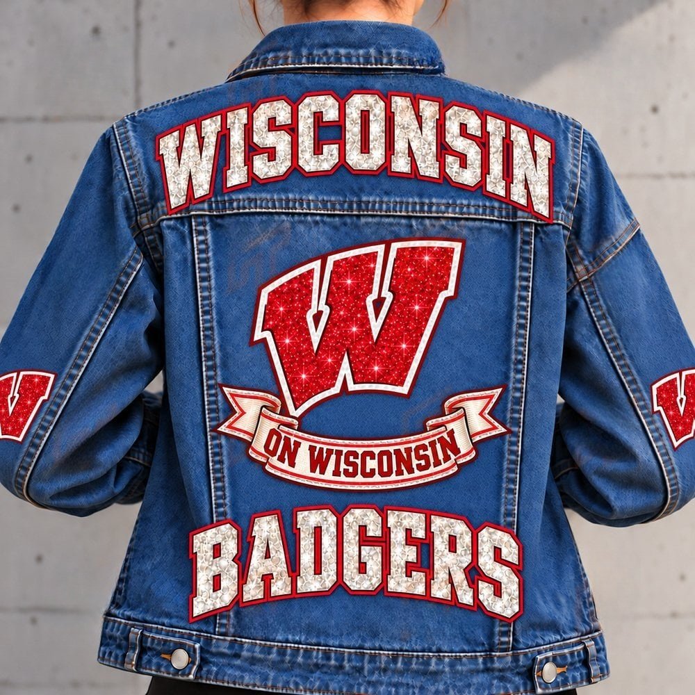 Wisconsin Badgers Denim Jacket Badgers Football Pride Outfits Sportswear Gift