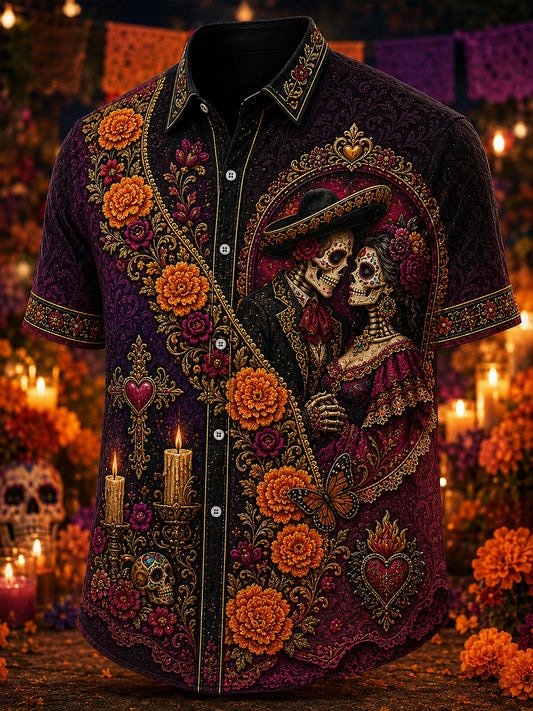 Mexico's Day Of The Dead Print Hawaiian Shirt Dia De Los Muertos Apparel Dad Gifts