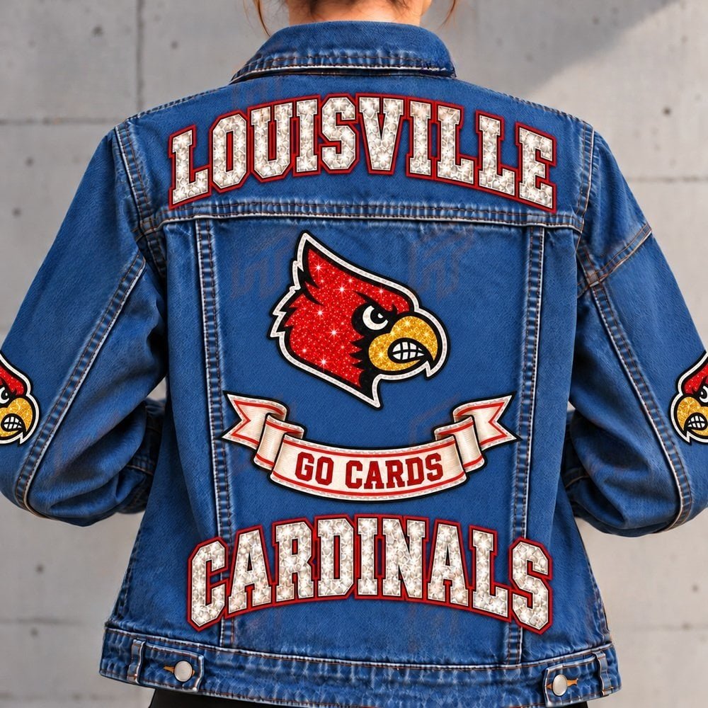 Louisville Cardinals Denim Jacket Cardinals Football Gameday Apparel Gifts For Wife