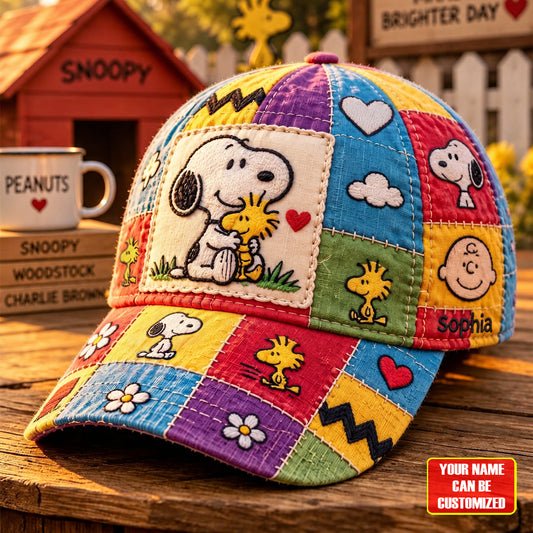 Custom Colorful Patchwork Cartoon Friends Hat Christmas Snoopy Cap Son Gifts