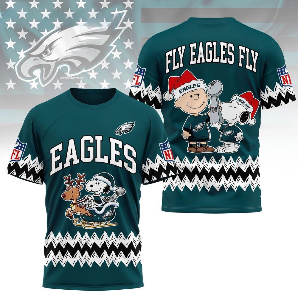 Philadelphia Eagles x Snoopy Christmas T-Shirt Eagles Game Clothes Xmas Sport Gifts