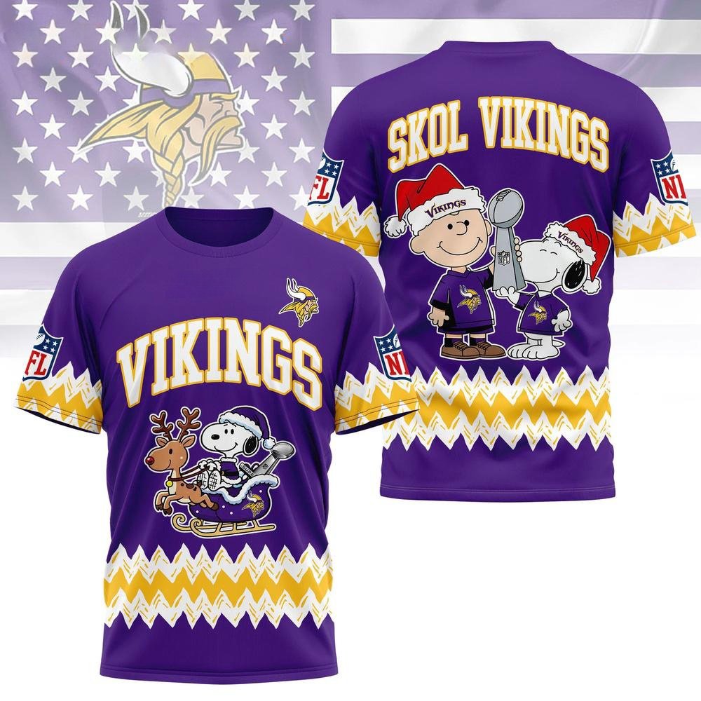 Minnesota Vikings x Snoopy Christmas T-Shirt Vikings Game Attire Football Fan Gifts