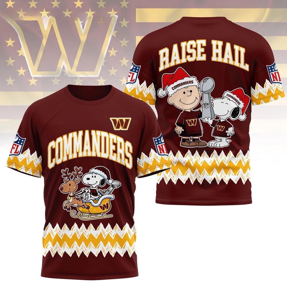 Washington Commanders x Snoopy Christmas T-Shirt Commanders Game Clothing Hoiday Gift