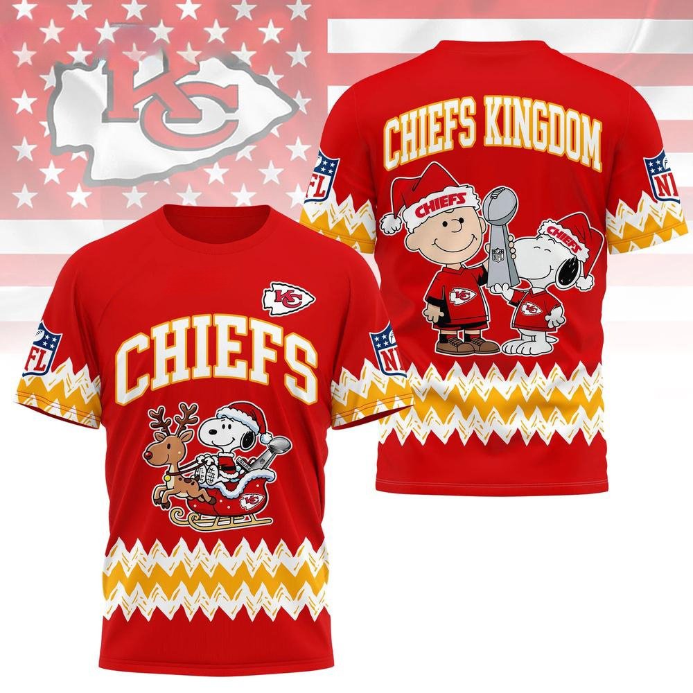 Kansas City Chiefs x Snoopy Christmas T-Shirt Chiefs Football Xmas Apparel Sport Gift