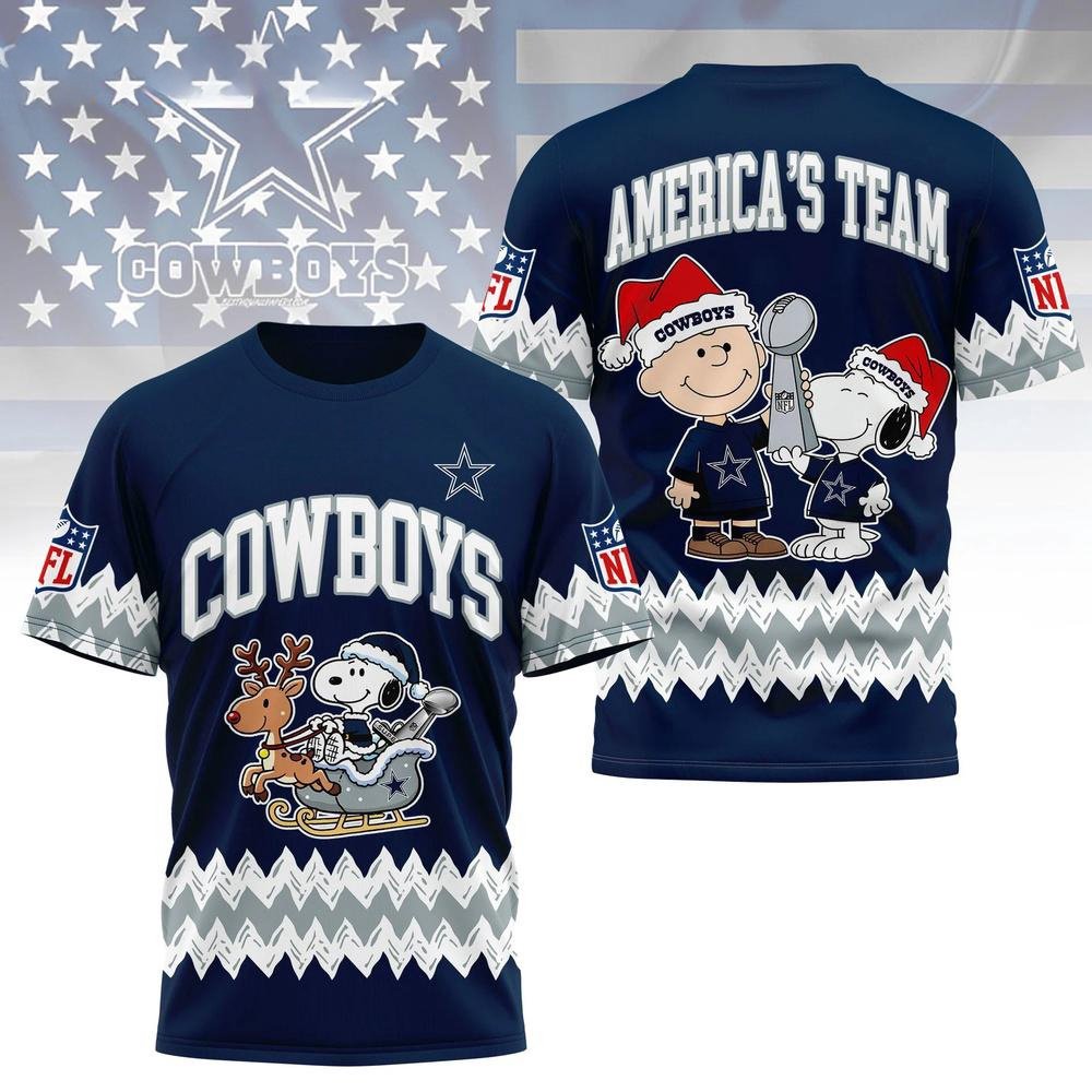 Dallas Cowboys x Snoopy Christmas T-Shirt Cowboys Pride Holiday Clothing Fan Gifts
