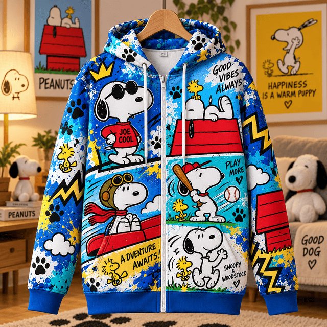 Snoopy Adventure Vibes Zip Up Hoodie Snoopy Lovers Gear Xmas Gift For Brother