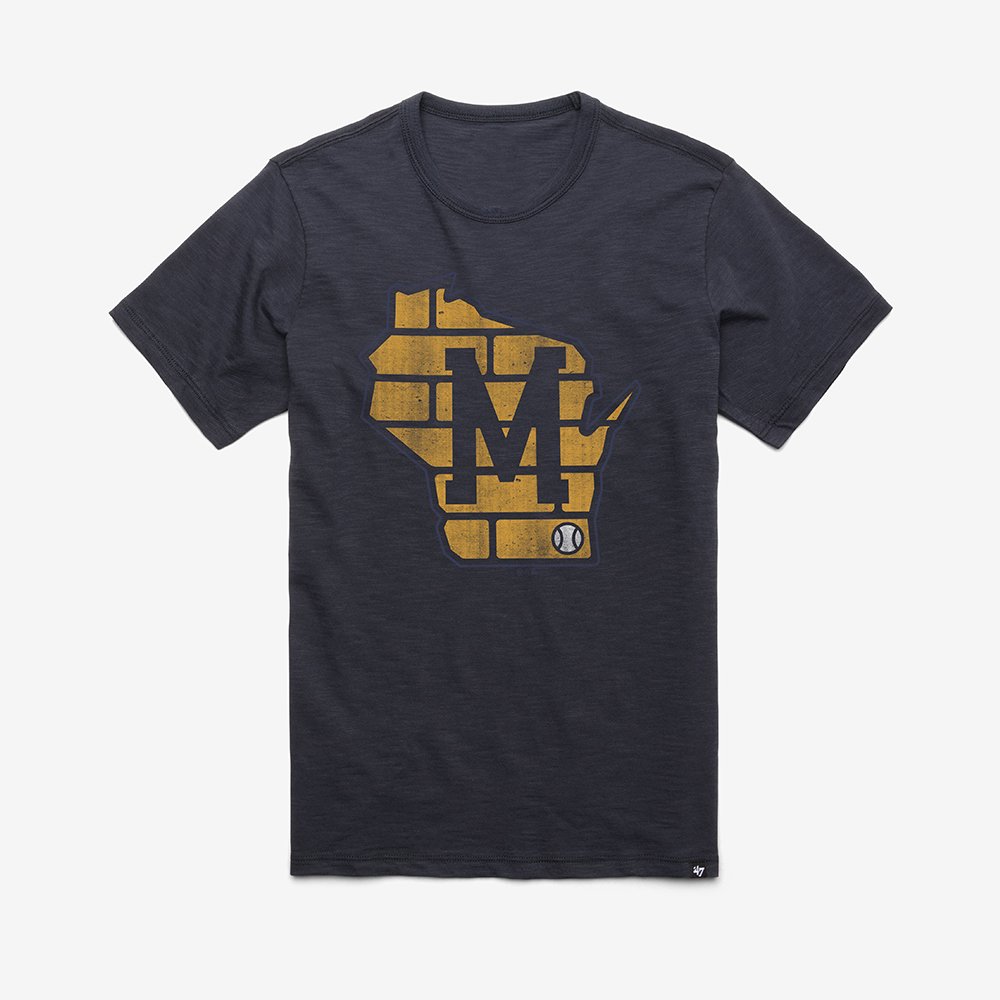 Milwaukee Brewers x 47 Brand Merch Grit T-Shirt Brewers Baseball Attire Sportswear Gift