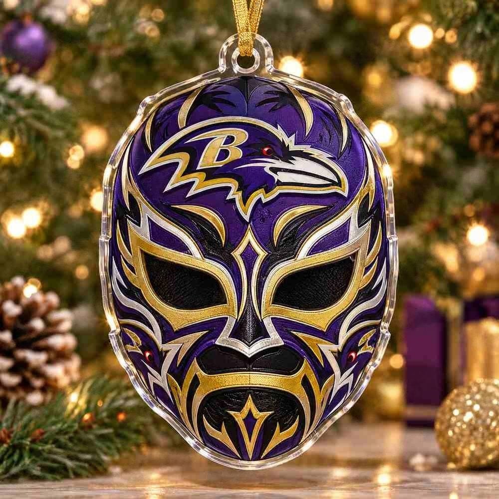 Baltimore Ravens Luchador Mask Christmas Acrylic Ornament Wrestling Holiday Tree Decoration Gift