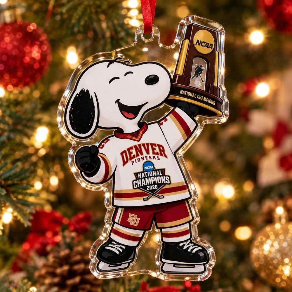 Denver Pioneers Hockey Champions Snoopy Christmas Ornament Gifts Ideas For Denver Fans