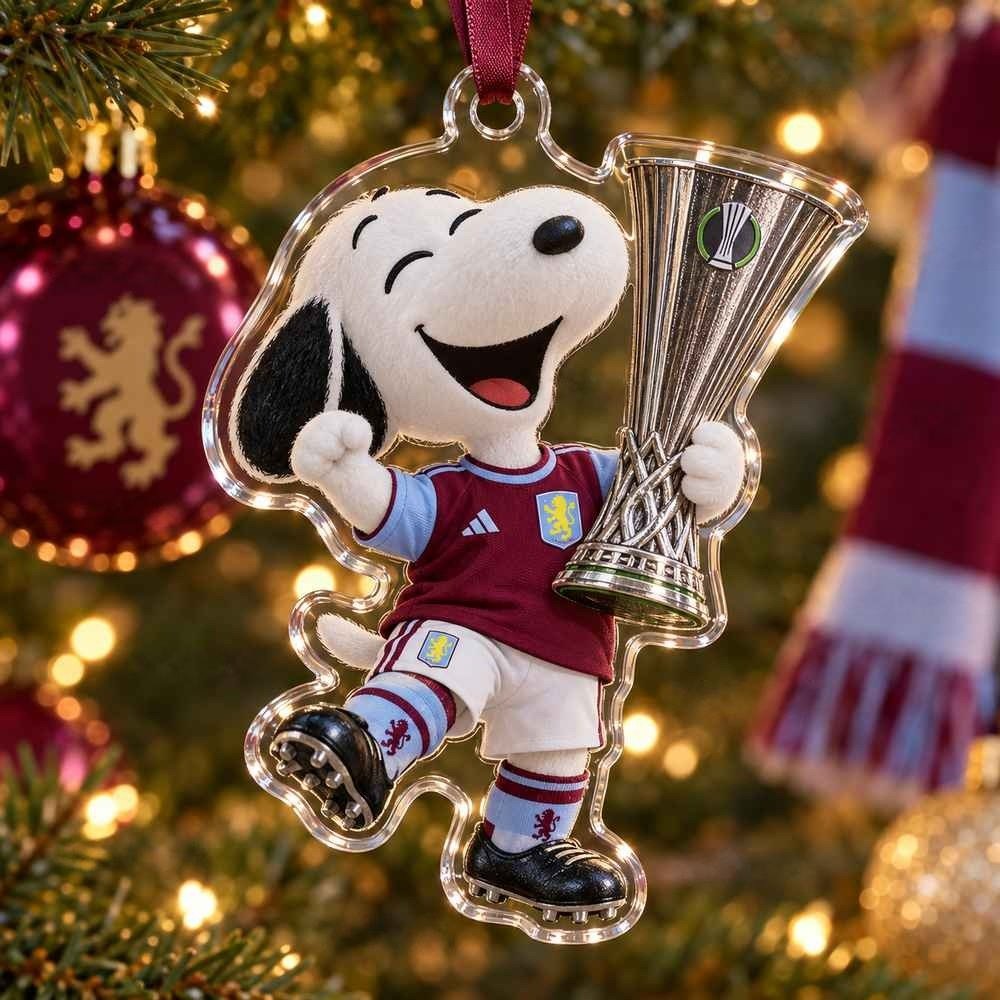 Snoopy Aston Villa European Football Trophy Christmas Acrylic Ornament Festive Display Gifts