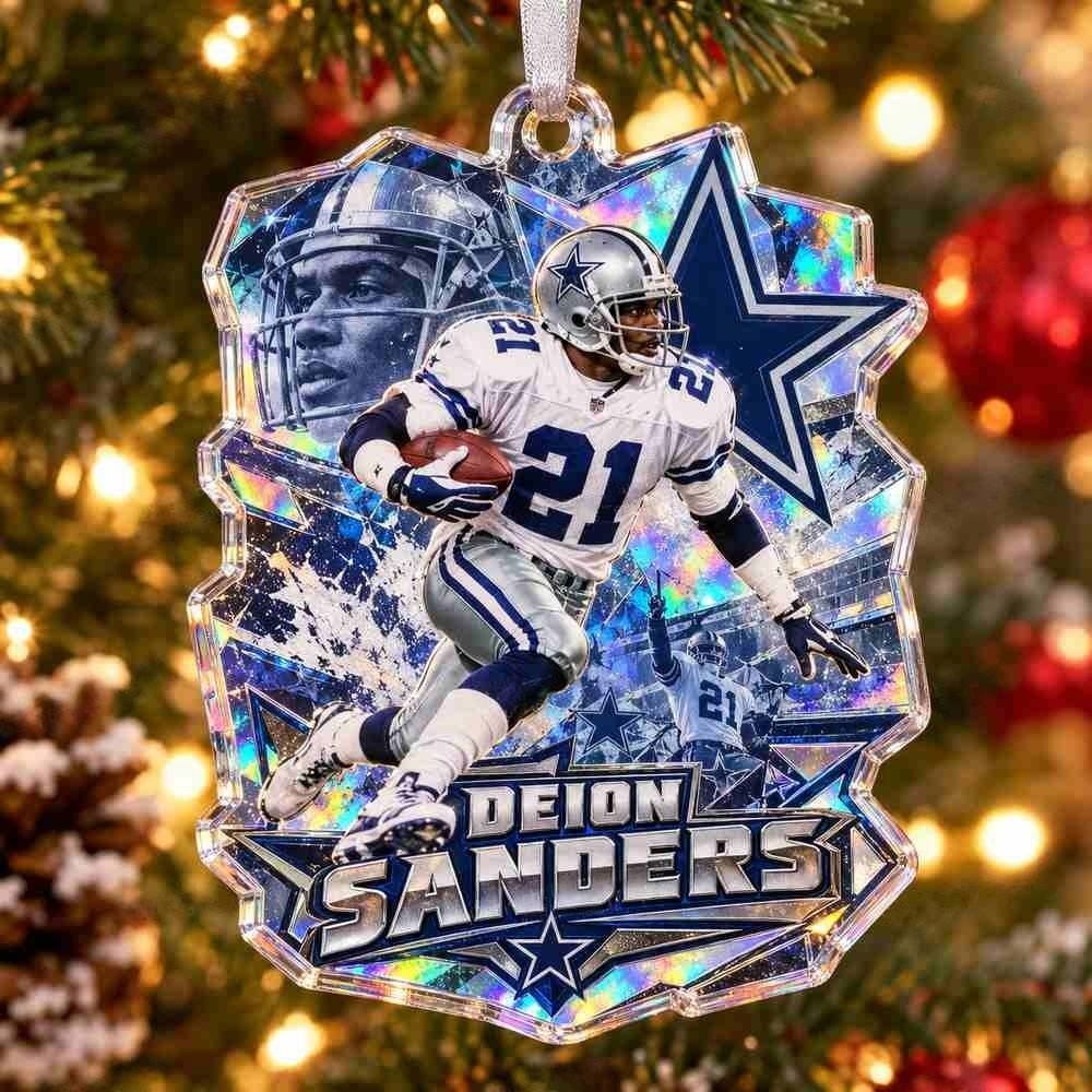 Deion Sanders Legend Holographic Card Xmas Acrylic Ornament Football Collectible Holiday Display Gifts