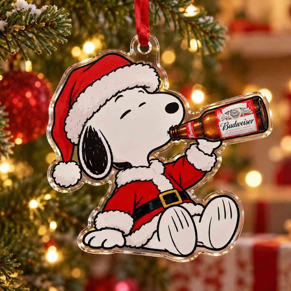 Snoopy Budweiser Beverage Christmas Acrylic Ornament Classic Beer Brand Festive Bar Display Gifts